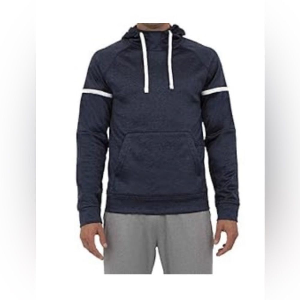 Layer 8 navy blue lightweight performance fleece hoodie sweatshirt